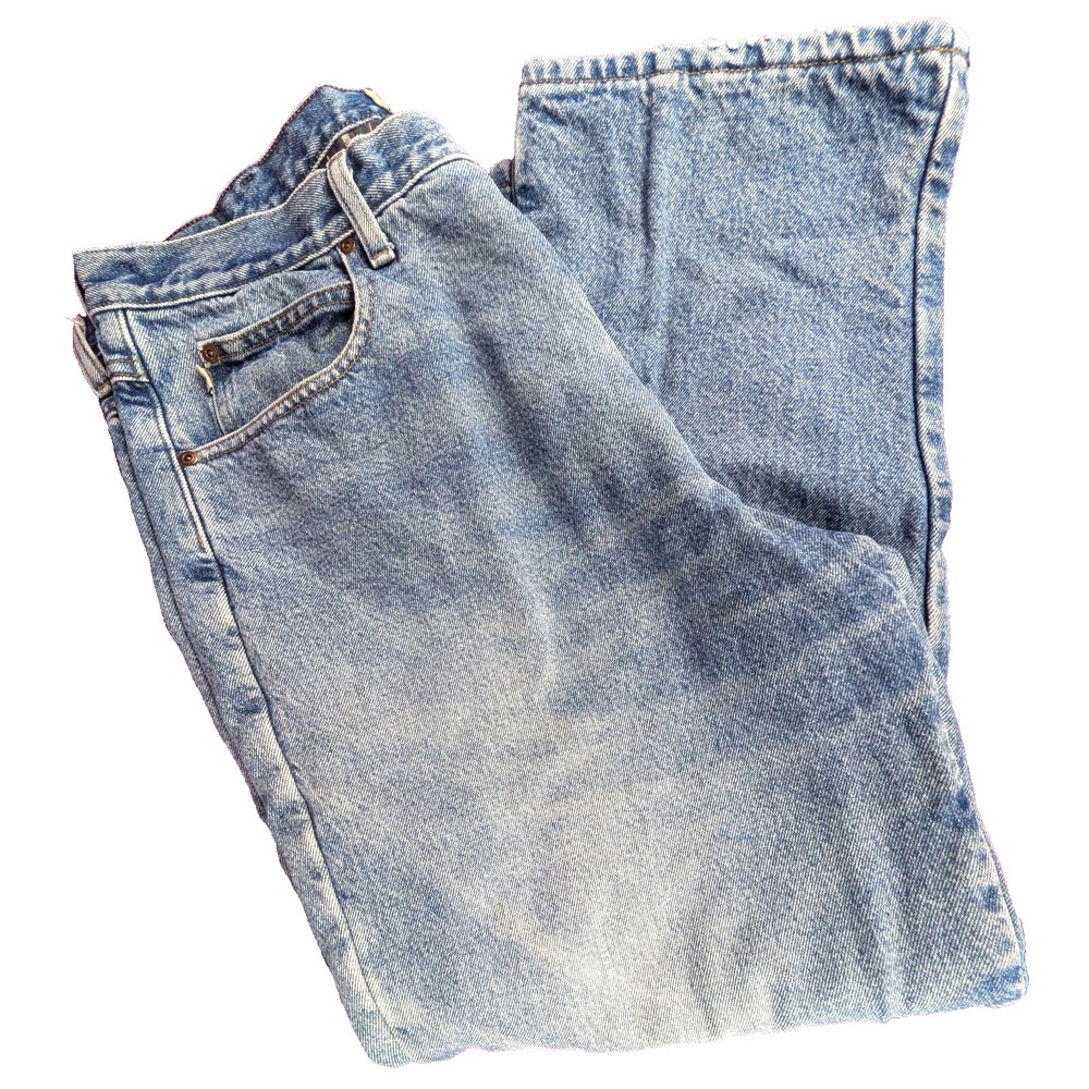 LL BEAN Classic Relaxed 36x29  flannel lined 1990s Blue Jeans Heavy VTG Faded